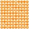 100 childhood icons set orange