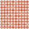 100 children activities icons hexagon orange