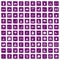 100 children activities icons set grunge purple
