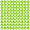 100 children icons set green circle