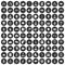 100 coherence icons set black circle