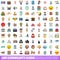 100 community icons set, cartoon style