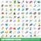 100 company icons set, isometric 3d style