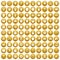 100 confectionery icons set gold