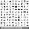 100 construction site icons set, simple style