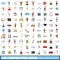 100 corporation icons set, cartoon style