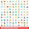 100 corporation icons set, cartoon style