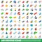 100 creative icons set, isometric 3d style