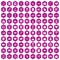 100 credit icons hexagon violet