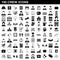 100 crew icons set, simple style