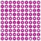 100 cyber security icons hexagon violet