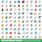 100 database icons set, isometric 3d style