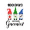 100 days with my Gnomies. School gnomes wearing sunglasses. Cute cartoon characters. Vector template for banner, poster