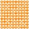 100 delicious dishes icons set orange