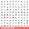 100 delivery icons set, outline style