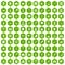 100 diagnostic icons hexagon green