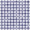 100 diagnostic icons hexagon purple