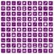 100 diagnostic icons set grunge purple