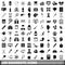 100 diagnostic icons set, simple style