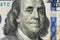 100 dollars Benjamin Franklin close-up