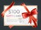 100 Dollars Gift Card, Certificate with Ribbon