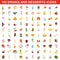 100 drinks and desserts icons set, isometric style