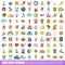 100 eco icons set, cartoon style