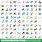 100 engineering icons set, isometric 3d style