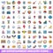 100 entertaiment industry icons set, cartoon style