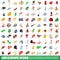 100 europe icons set, isometric 3d style