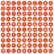 100 exotic animals icons hexagon orange