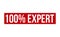 100% Expert Rubber Stamp. Red 100% Expert Rubber Grunge Stamp Seal Vector Illustration - Vector