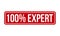 100% Expert Rubber Stamp. Red 100% Expert Rubber Grunge Stamp Seal Vector Illustration - Vector