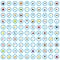 100 farm reclame icons set, flat style