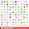 100 fauna icons set, cartoon style