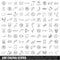 100 fauna icons set, outline style