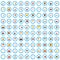 100 fete brainstorm icons set, flat style
