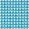 100 folk icons set blue