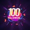 100 followers celebration in social media vector web banner on dark background. One hundred follows 3d Isolated design