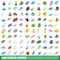 100 force icons set, isometric 3d style