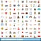 100 formation icons set, cartoon style