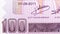 100 Francs banknote. Bank of Burundi. Fragment: Sign of vice-couverner Leonard Sentore