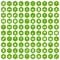 100 fruit party icons hexagon green