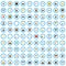 100 gameplay icons set, flat style