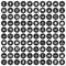 100 government icons set black circle