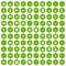 100 guns icons hexagon green