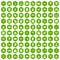 100 hacking icons hexagon green