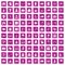100 hacking icons set grunge pink