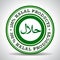 100% Halal Product green Label, certified halal food seal