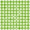 100 handshake icons hexagon green